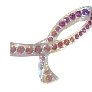AVON Breast Pink Hope Cancer Awareness Brooch, Silver w/ Ombré Pink Rhinestones